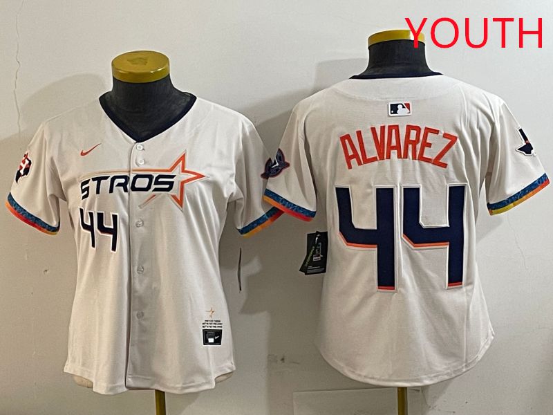 Youth Houston Astros 44 Alvarez Cream Fourth generation Joint Name Nike 2025 MLB Jersey style 4